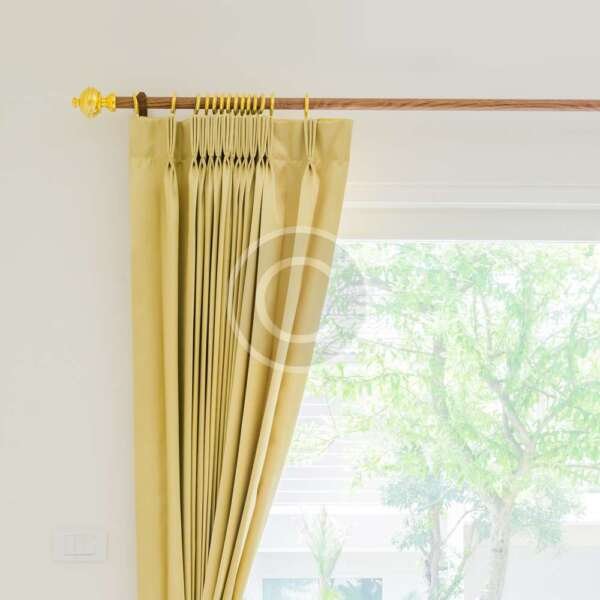 Chenille Golden Lined Pencil Pleat Curtains